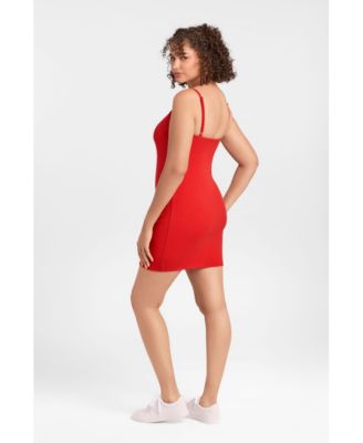 Women's Scoop Neck Ribbed Sculpting Cami Mini Dress with Built-In Shapewear