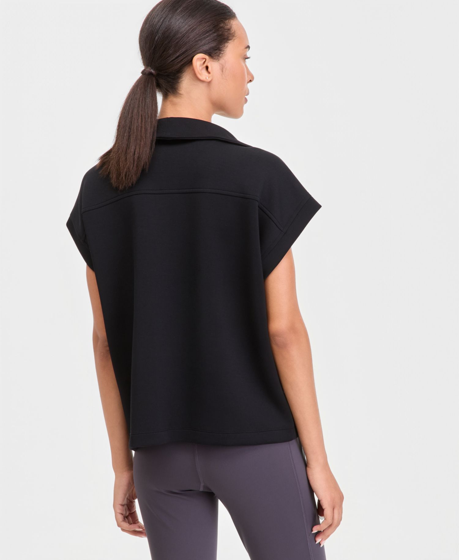 Women's Quarter-Zip Cap Sleeve Top