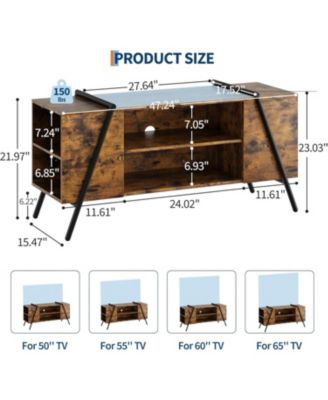 TV Stand, Mid-Century Modern Console, Adjustable Shelf, Cable Management, Metal Legs