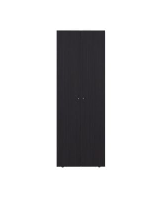 Home 2 Doors Closet System Armoire Hanging Rod Storage Shelf, Modern Bedroom Organization Storage