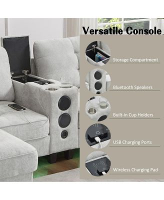 Modern U-shaped Sectional Sofa with Storage Ottomans