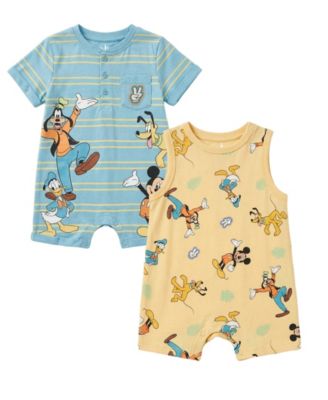  Baby Boys' Mickey and Friends Character-Print Romper, 2-Pack  