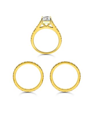 Cubic zirconia (3 3/4 ct.t.w.) 3-Pc. Set Square Cut Cubic Zirconia Band Rings