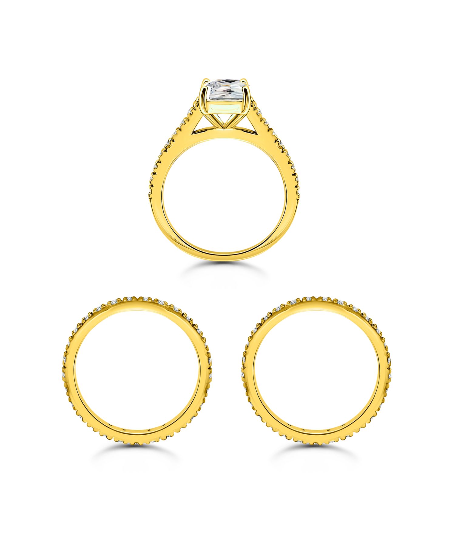 Macy's Cubic zirconia (3 3/4 ct.t.w.) 3-Pc. Set Square Cut Cubic Zirconia Band Rings