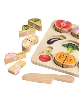 Wooden Slice & Match Fruit & Vegetable Puzzles