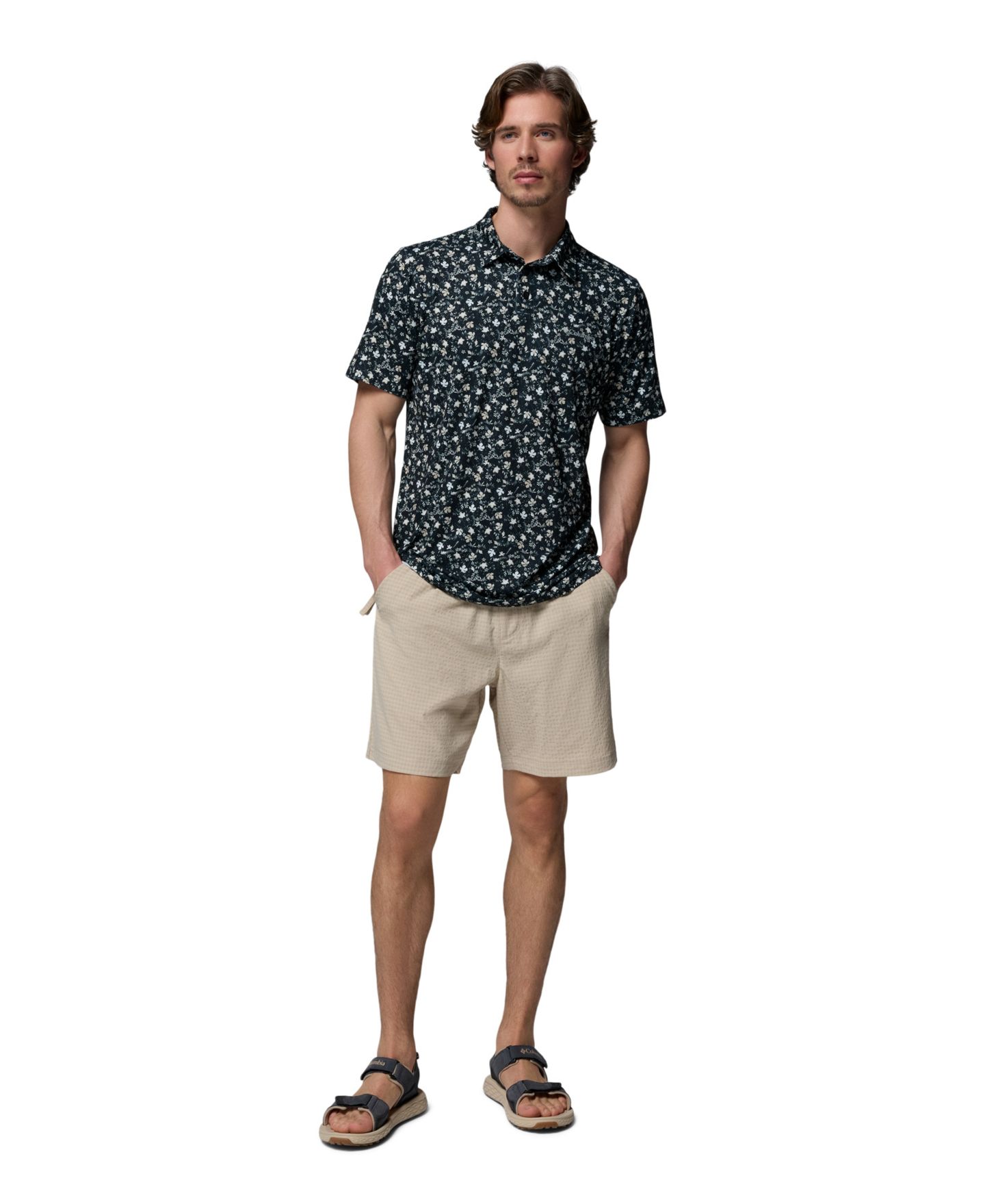 Мужское поло Columbia Parsons Printed Short-Sleeve Polo Shirt, цвет: Чёрный — фото 2
