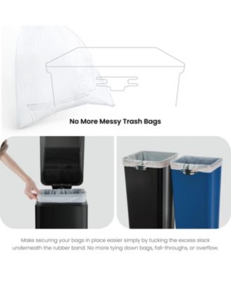 13 Gallon Dual Compartment Stainless Steel Kitchen Trash Can with Step Pedal and Soft Close Lid, Black