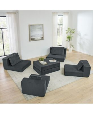 Modular Cloud Sectional Couch, Modern L-Shaped Sofa with Ottoman