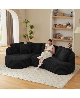 Streamdale Modern Curved L-Shape Luxury Sectional Sofa: Minimalist Comfy Sleeper Couch