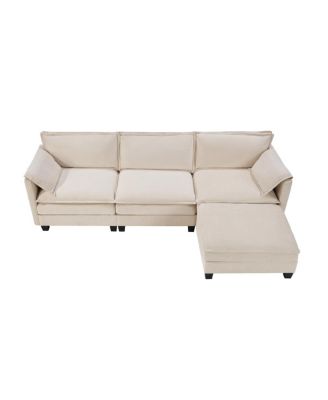 Streamdale L-shaped sofa with storage, cotton-linen velvet, 3 seats, extends, living room