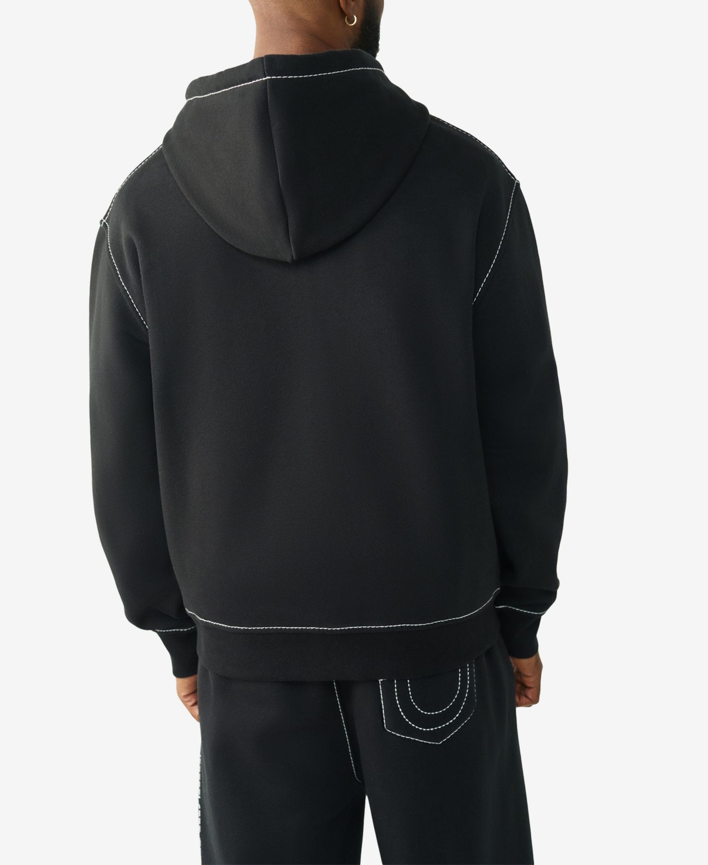 Мужское худи True Religion Long-Sleeve Zip-Up, цвет: Угольно-чёрный — фото 3