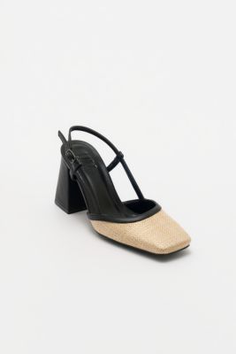 Women's Rivie Raffia Square Toe Block Heel Pump