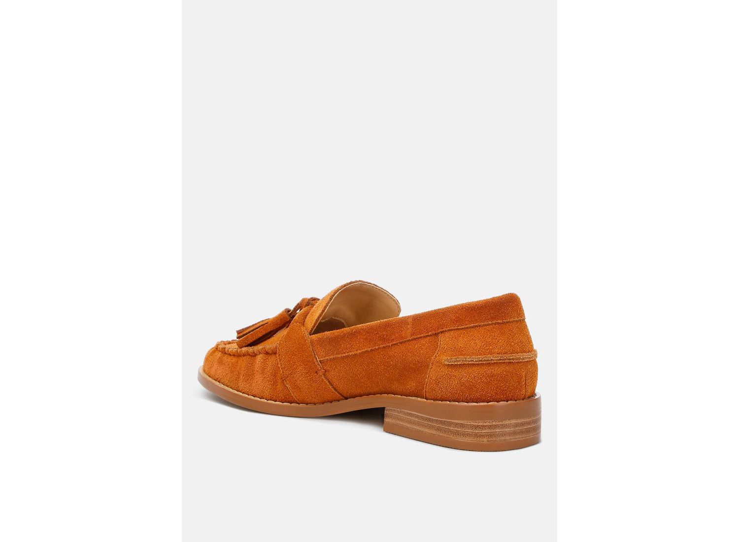 Rag and Co Womens Rhone Tassels Detail Suede Loafers
