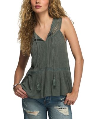 Women's Peplum Lace Trimmed Sleeveless Tank