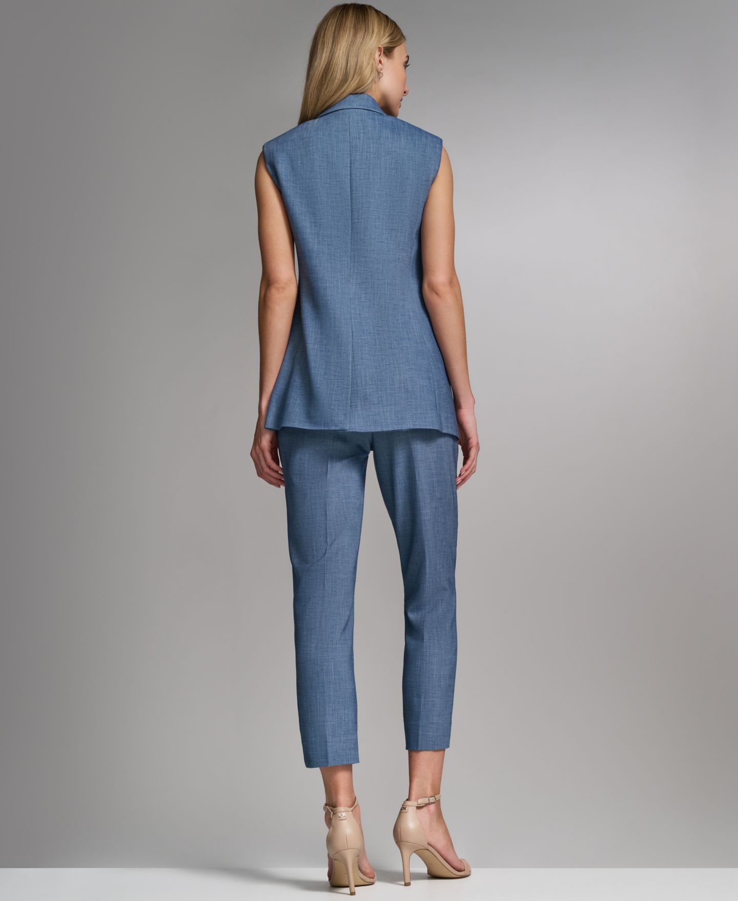 Женский жилет Calvin Klein Notch Collar Button-Front Vest, цвет: Индиго — фото 10