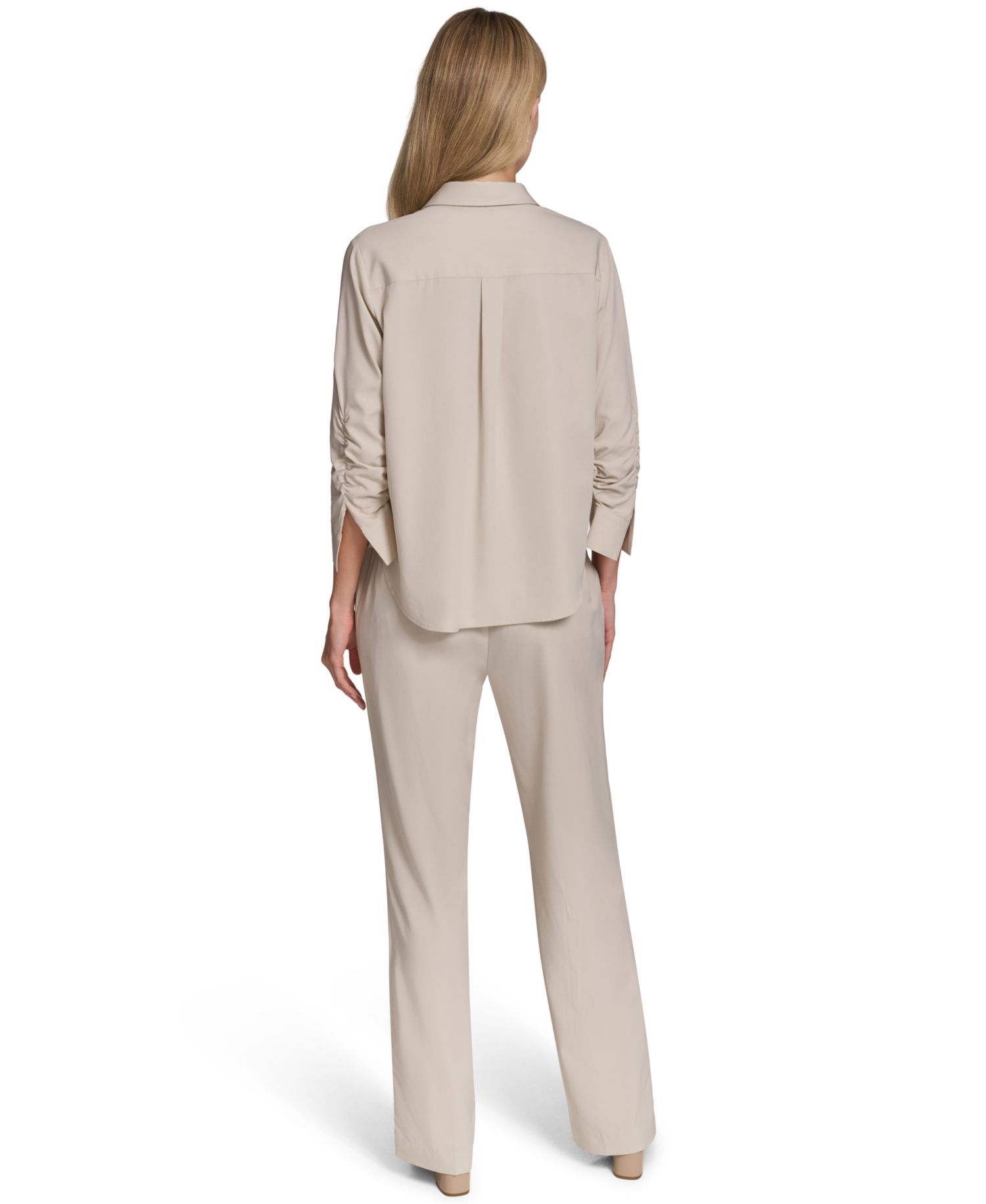 Women's Button-Down Shirt and Pull-On Straight Pants