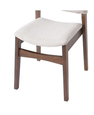 Upholstered Stackable Dining Chairs Set of 2 - Linen Fabric, Solid Wood Frame