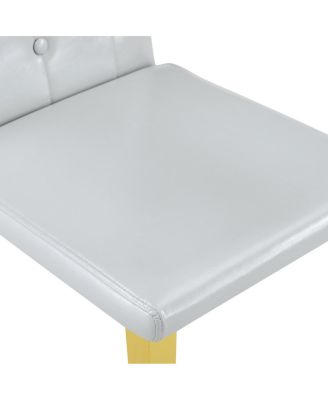  4-piece light Gray PU dining chairs with gold metal legs