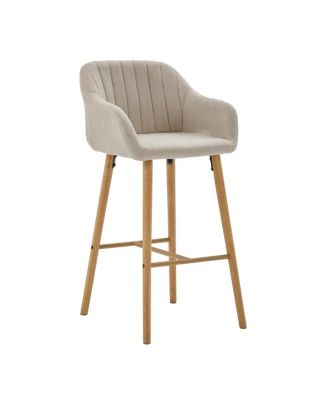 Modern Linen Bar Stools Set of 2 with Back & Armrest