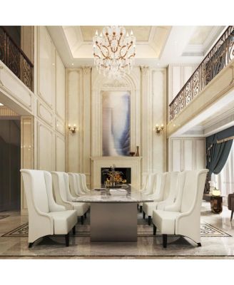 Faux Leather High-Back Accent Chair, Comfy Wingback Living Room Chair