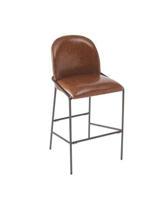 Matte Bronze Faux Leather Bar Stool with Curved Backrest (Set of 2)