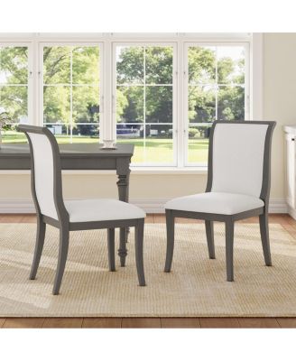 Oak Gray Upholstered Dining Chairs (Set of 2) - Traditional Elegant Fabric Side Chairs.
