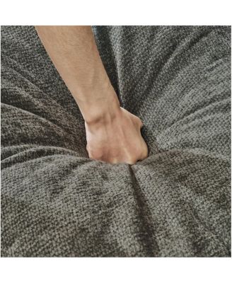 101.9" 3-seater cashmere sofa w/ movable footstool, modular design.