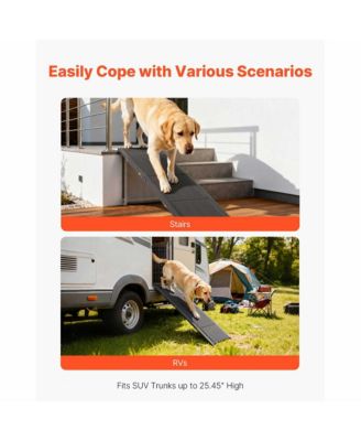 71" Extra-Long Folding Dog Ramp for Cars – Non-Slip Surface Supports up to 250 lbs, Portable Pet Ramp for SUVs & Trucks