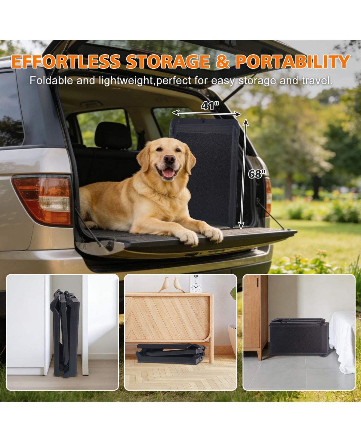 Aostirmotor Heavy Duty Foldable Dog Ramp for Large Dogs - Non-Slip Pet Ramp, Portable Car Stairs