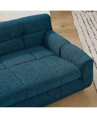 38 Inch Dog Sofa Bed, Blue Linen Sofa with Armrest and Backrest for Large and Medium Breeds