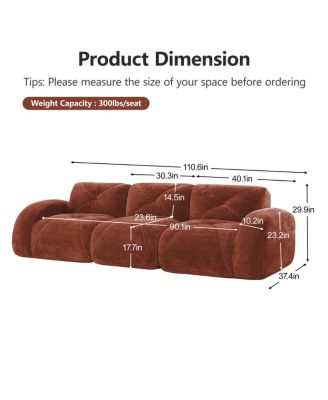 Streamdale Boneless Tufted Velvet Modular Sectional Sofa