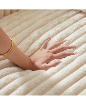 84" Corduroy 3-Seater Sofa w/ Pillows, Ottomans, Storage & Cup Holders