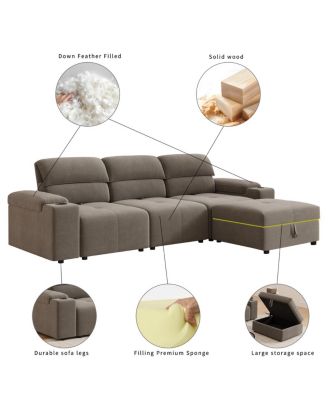 Streamdale Modern L-shaped sectional sofa, 105-inch cloud sofa with adjustable backrest and ottoman