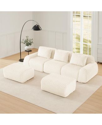 Streamdale Modern U-Shaped Modular Sectional Sofa, Flannelette, Oversized 3-Seater