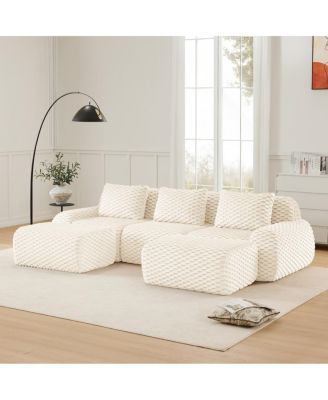 Streamdale Modern U-Shaped Modular Sectional Sofa, Flannelette, Oversized 3-Seater