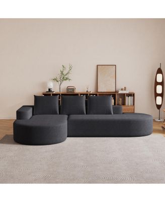 Modern Curved Chenille Sectional Sofa Couch Set, 108.5" L Shaped with 3 Pillows
