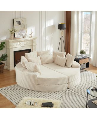 Corduroy Oversized Recliner, Converts to 2 Recliners, Sofa Bed, Neck Pillow