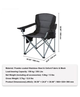 Portable Folding Camping Chair for Adults with Lumbar Support, Cup Holder and Cooler Bag