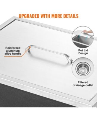 21 x 17 x 18 Inch Drop-In Stainless Steel Ice Chest, 40 Qt with Lid