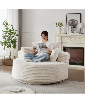 Streamdale 55" Corduroy Foam Swivel Chair, Modern Sleeper, 360 Degree Swivel for Living Room/Bedroom