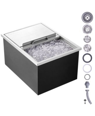 24 x 18 x 13 Inch Drop-In Stainless Steel Ice Chest, 40.9 Qt with Sliding Lid