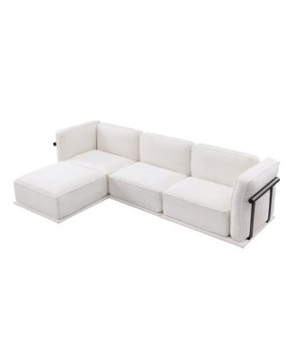 Fashionable modular chenille sofa with iron and wood frame