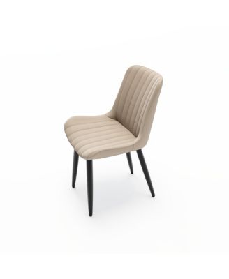 Set of 4 Modern PU Leather Dining Chairs with Thick Cushions & Metal Legs