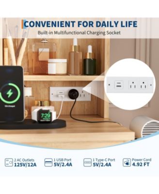 Makeup Vanity Set with Foldable Lighted Mirror, Drawers and Cushioned Stool