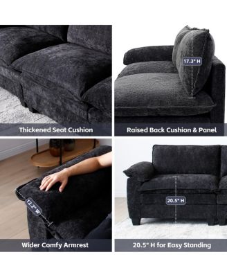 Living Room Furniture Sofa Luxury Couch Three Seater with Two Ottomans