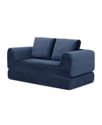 Streamdale 2-in-1 Folding Convertible Sofa Bed, Modern Corduroy Sleeper Couch with 2 Pillows