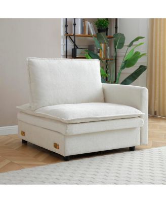 140" U-Shaped Modular Chenille Cloud Couch, 6-Seater Sofa w/ Ottoman