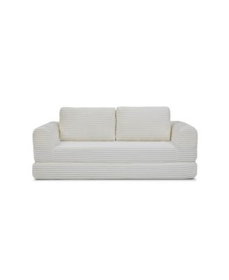  2-in-1 Folding Convertible Sofa Bed, Modern Corduroy Sleeper Couch with 2 Pillows