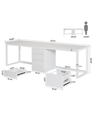 78.7'' 2 Person Computer Desk with 3 Drawers, Extra Long Double Office Desk with Storage, Modern Dual Study Writing Table