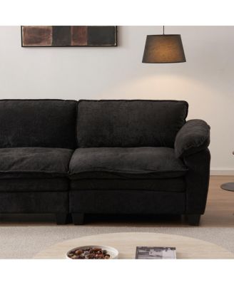  Living Room Sofa Luxury Couch with Ottoman Soft Chenille L Shape Sofa